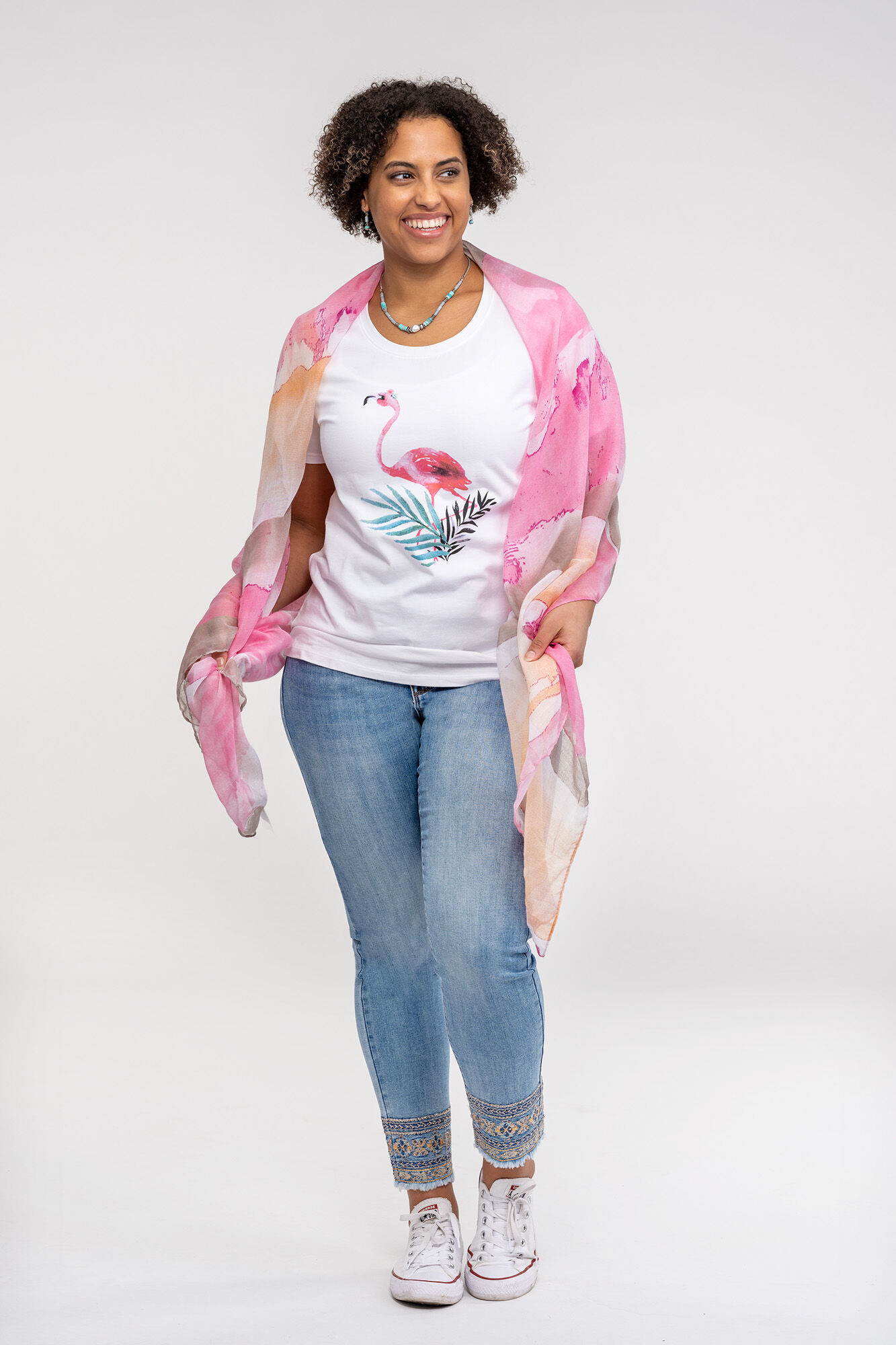 Flamingo Print T-Shirt Image 3