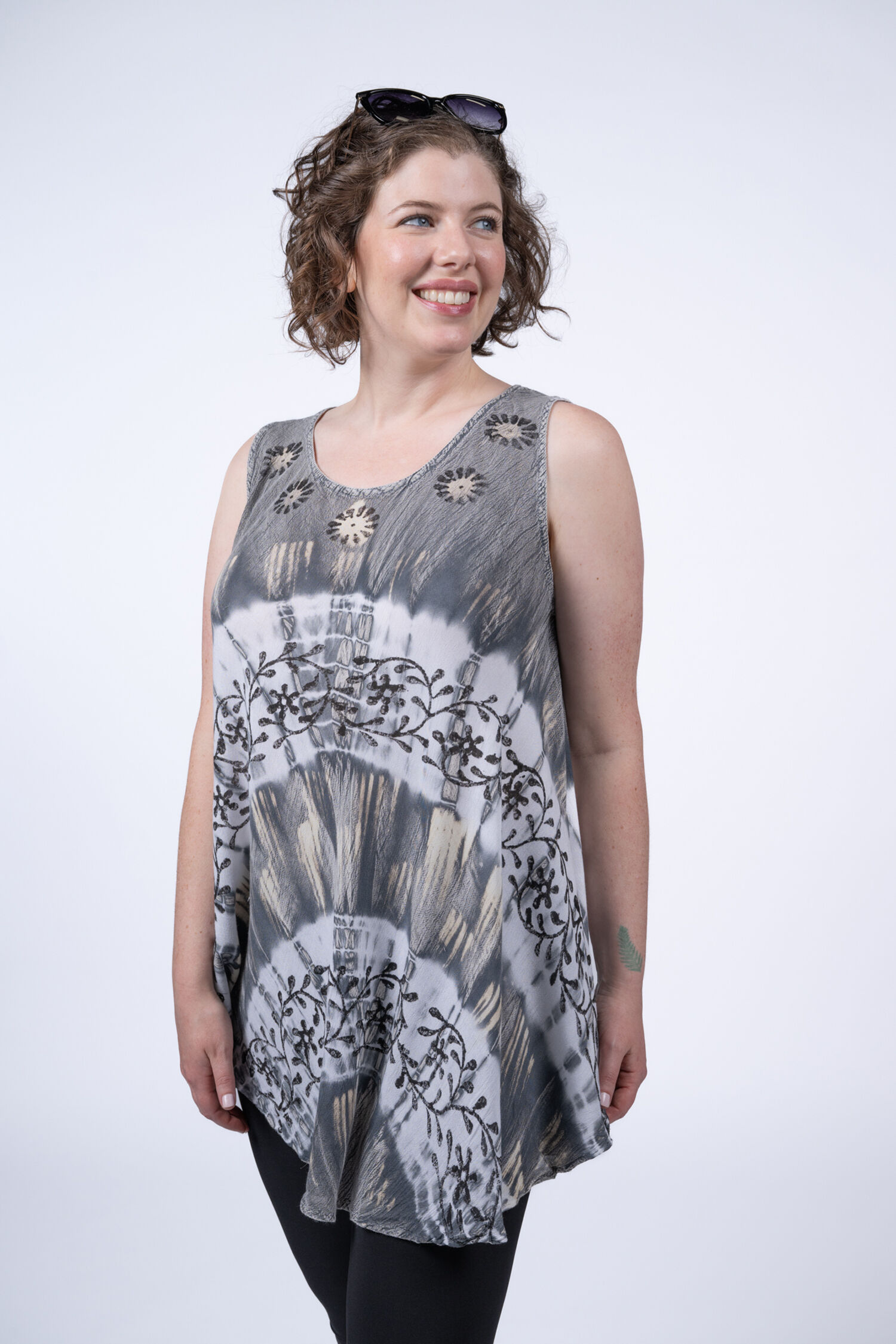 Sleeveless Tie-Dye Umbrella Tunic Image 1