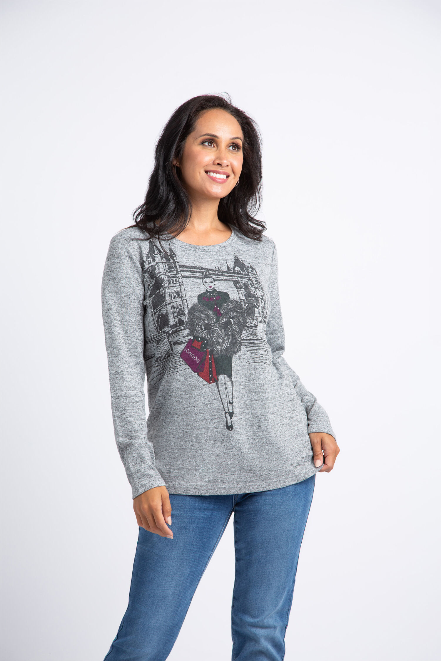 Long Sleeve London Rhinestone Top  Image 1