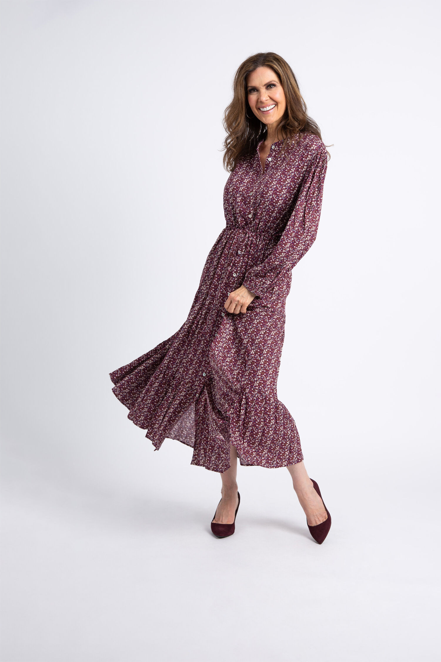 Long Sleeve Button-Up Maxi Dress  Image 1