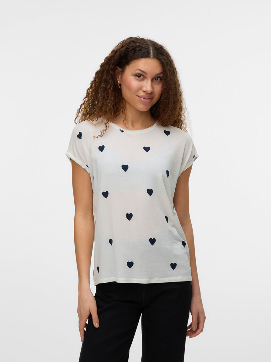 Heart Print Short Sleeve Top