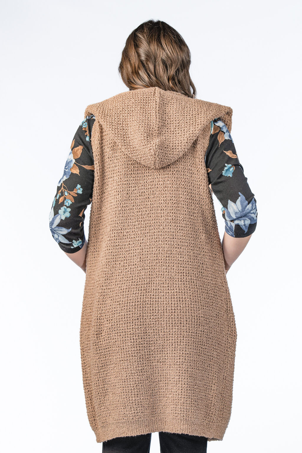 Beige Hooded Vest-Cardi Image 2