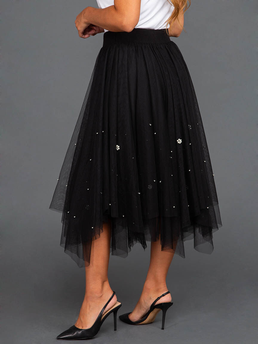 Beaded Tulle Midi Skirt Image 3