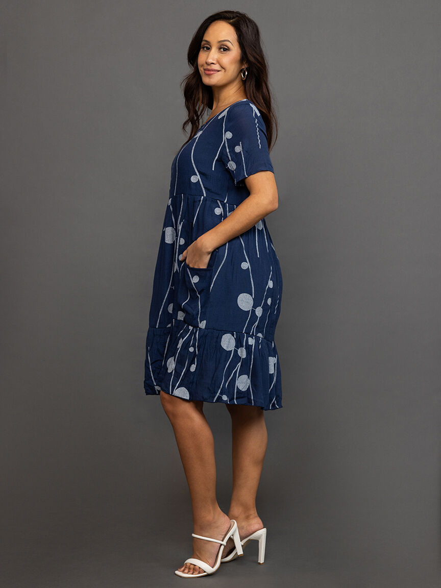 Printed Short Sleeve Knee Dress  Image 2