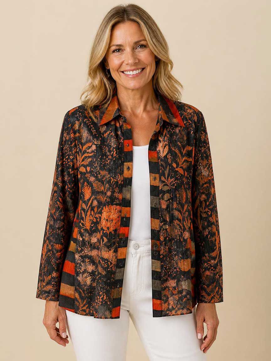 Velvet Button-Up Shirt