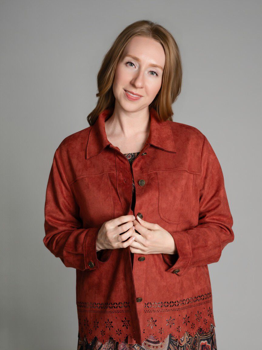 Faux Suede Button Up Jacket