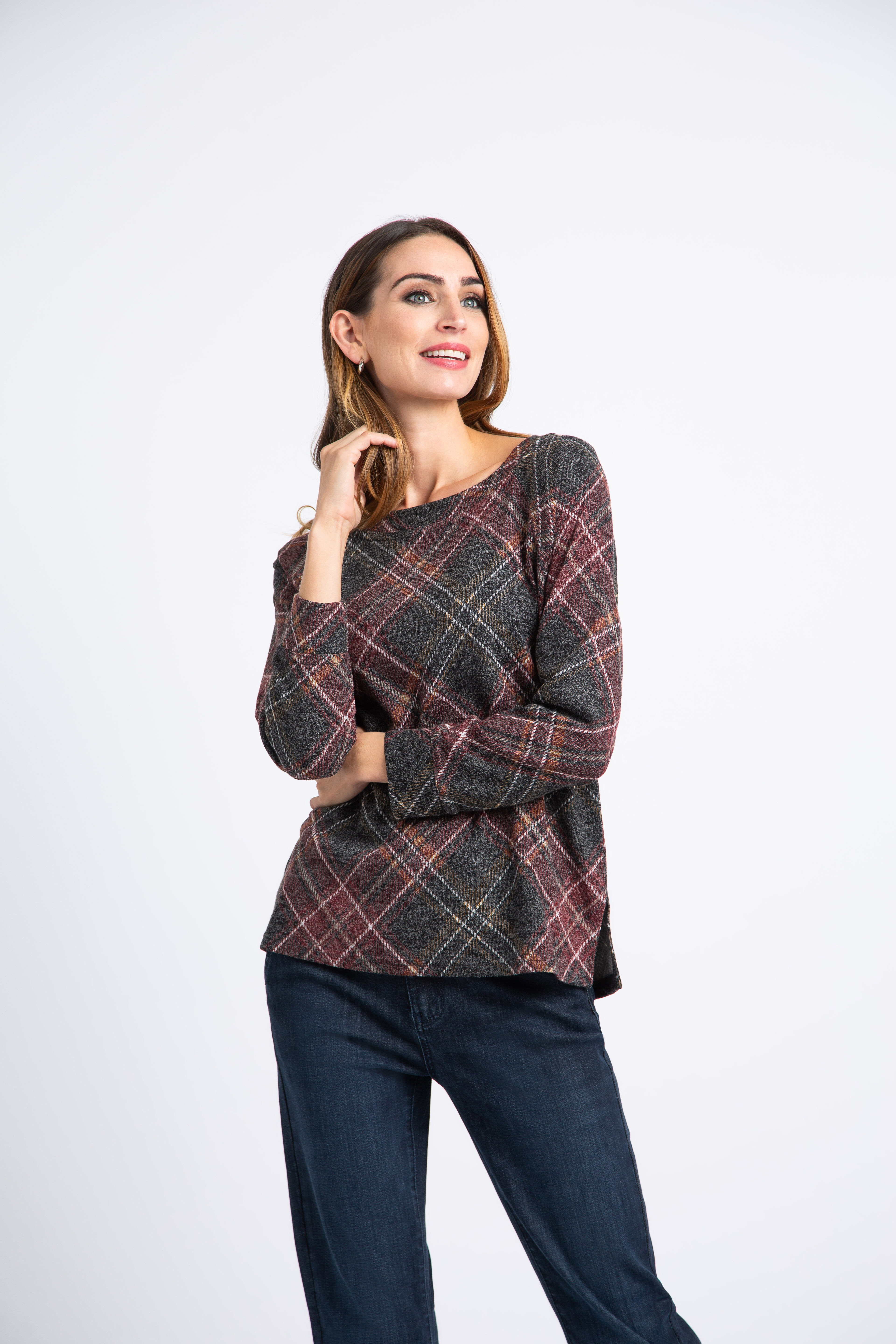 Plaid Raglan Top  Image 1