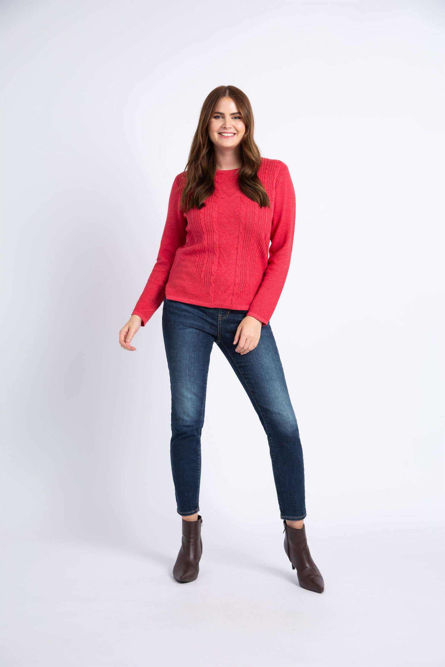 Crewneck Cable Knit Sweater Image 1