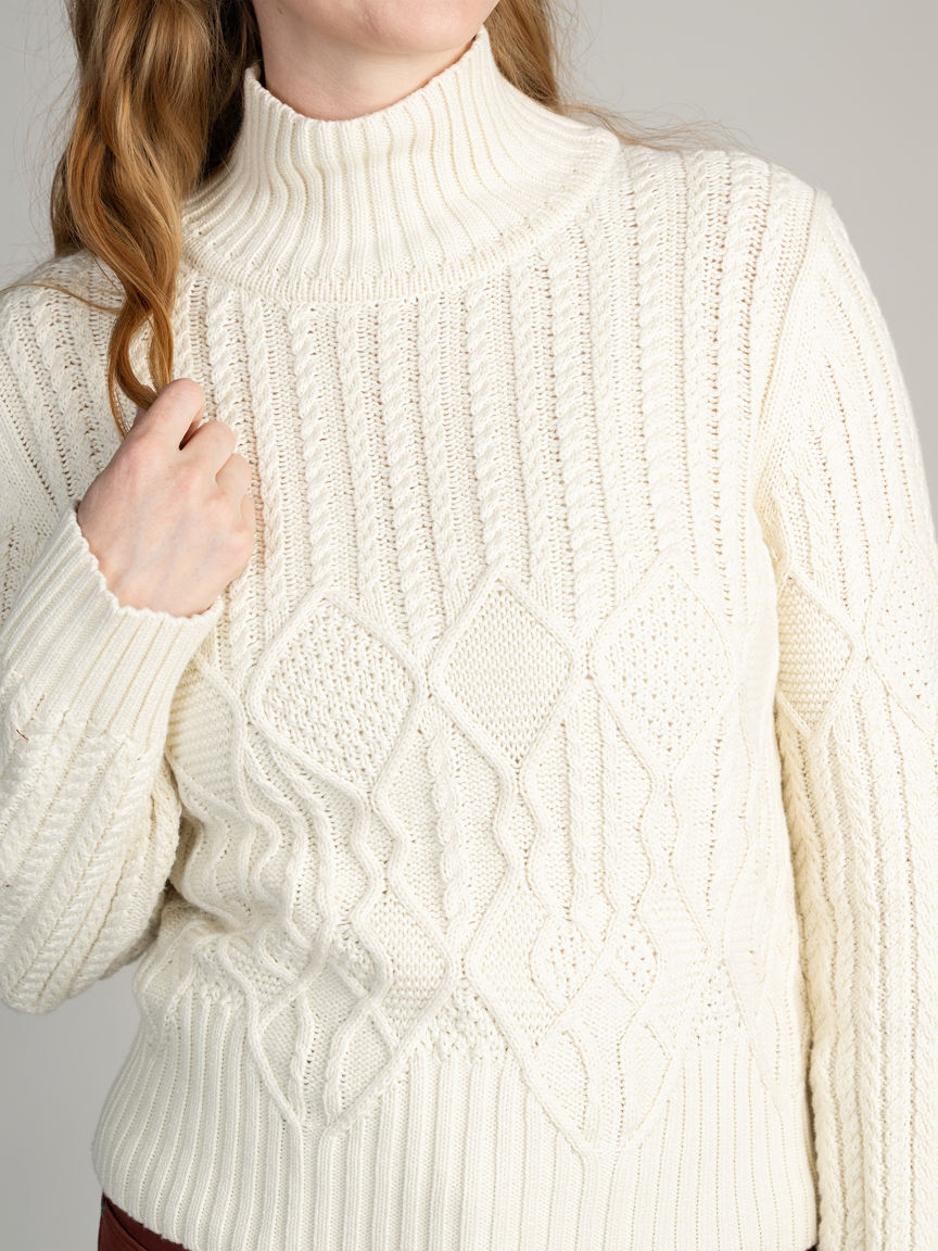 Cable Knit Mock Neck Sweater