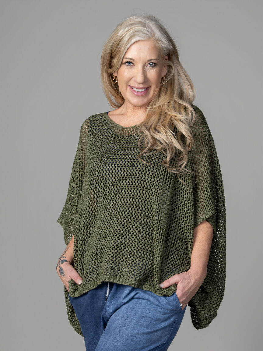 Ladder Knit Poncho Image 3