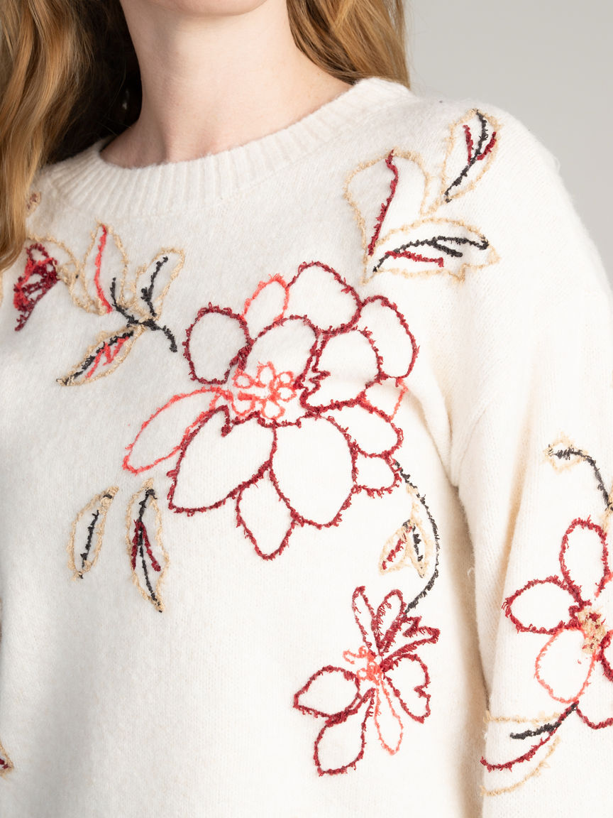 Crew Neck Sweater With Embroidery