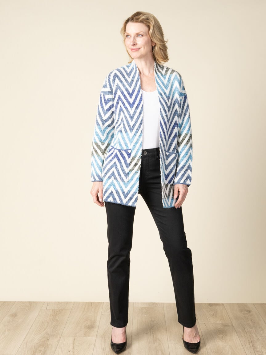 Chevron Open Front Cardigan