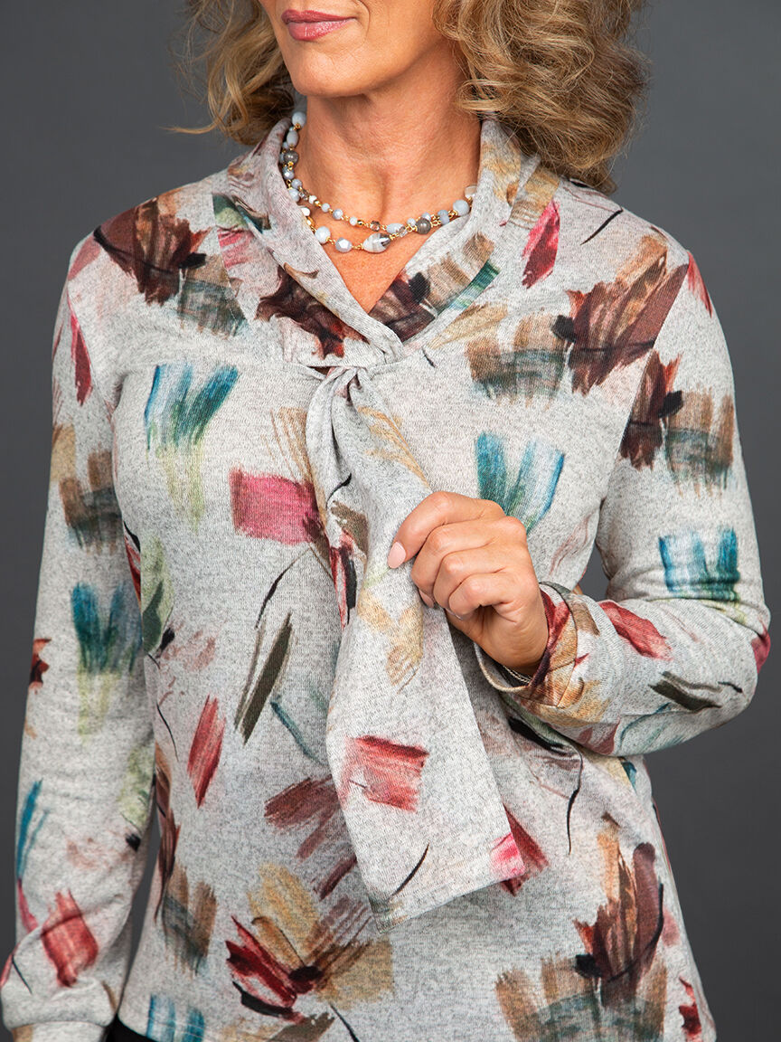 Long Sleeve Necktie Collar Top Image 5