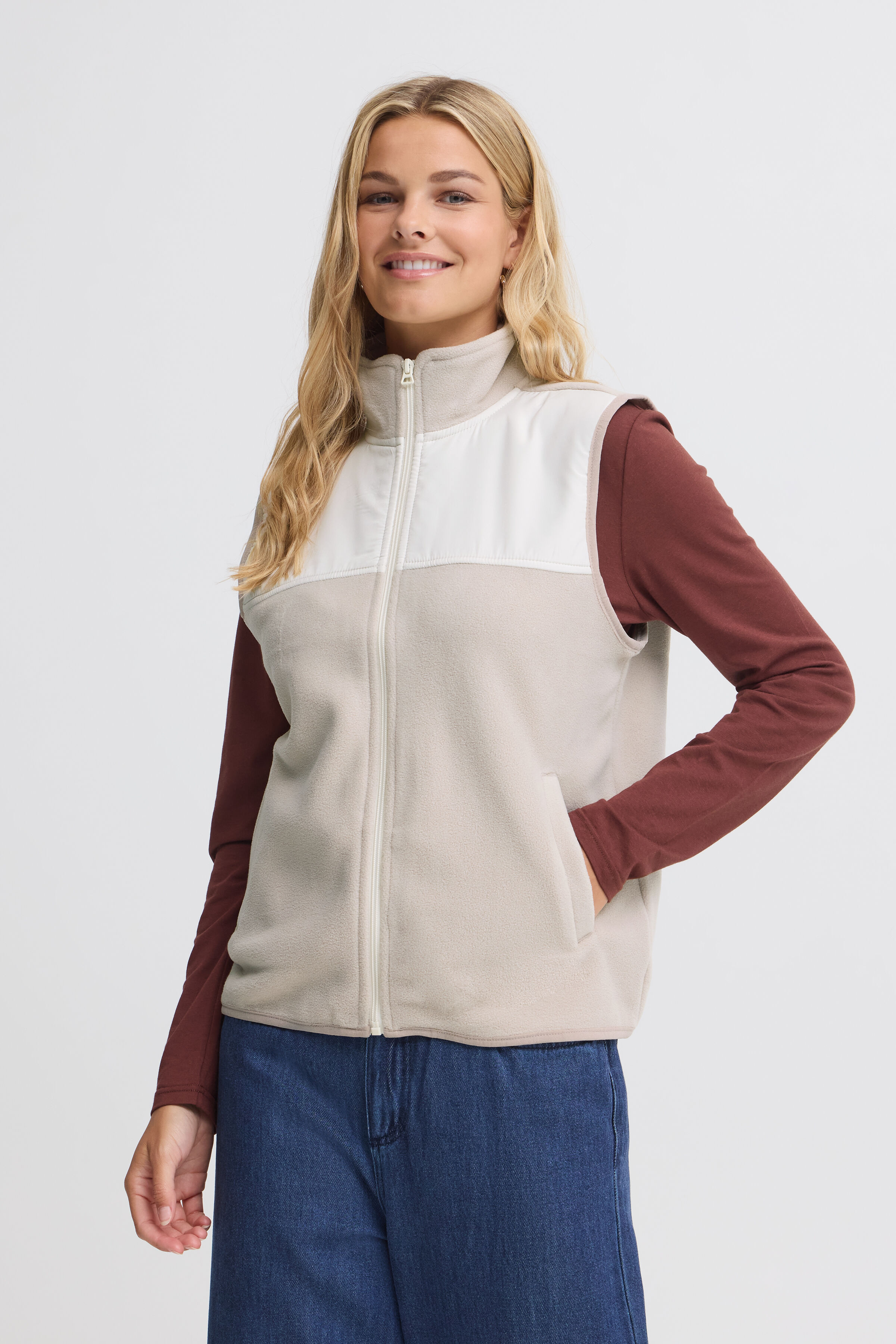 Cream Fleece Vest Image 1