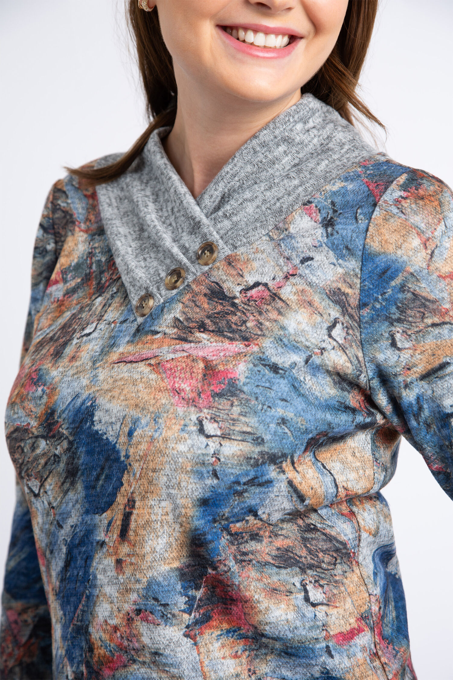 Long Sleeve Button Neck Top  Image 5