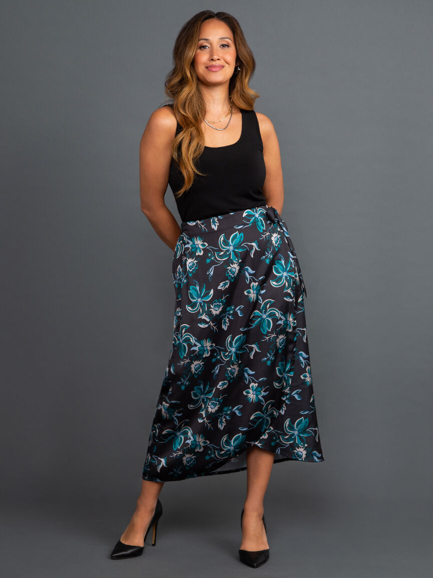 Satin Wrap Midi Skirt Image 1