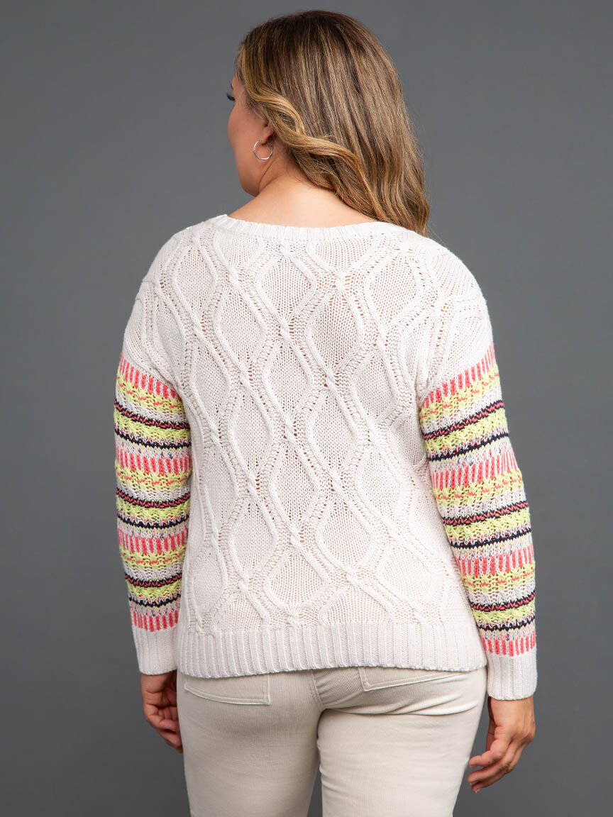 Long Sleeve Sweater with Contrast Sleeves Image 4