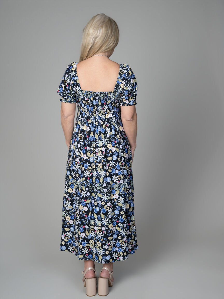 Short Sleeve MIdi Dress With Front Bow