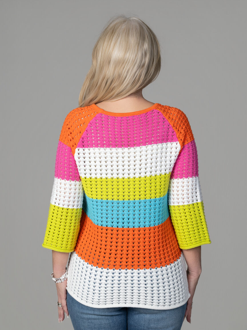 3/4 Sleeve Colour Block Sweater