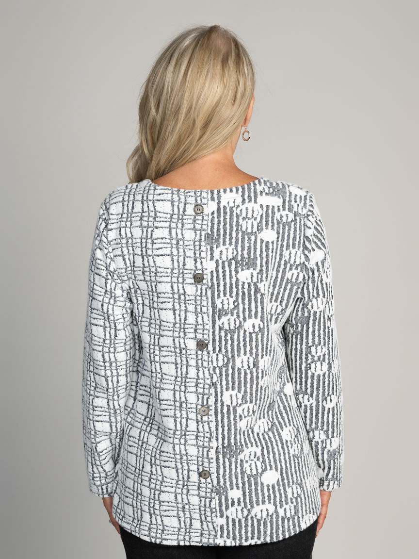 Long Sleeve Split Print Top