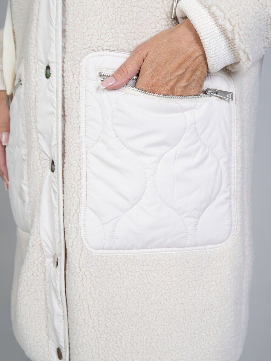 Mixed Media Quilted Hooded Jacket