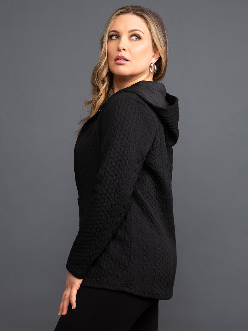 Cable Knit Zip-Up Hoodie Image 3