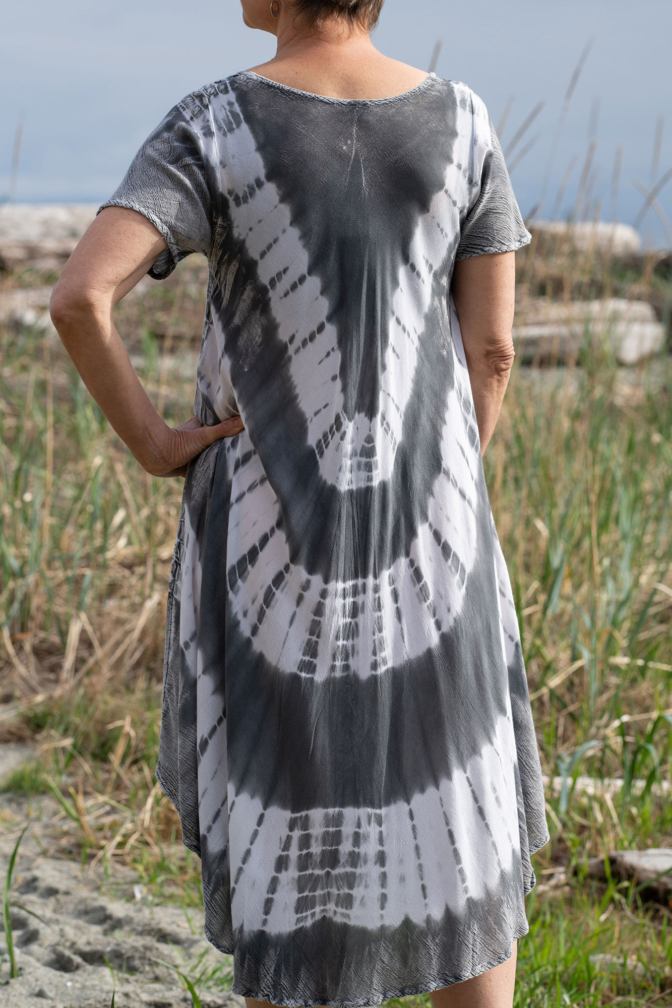 Short Sleeve Tie Dye Swing Dress Image 3