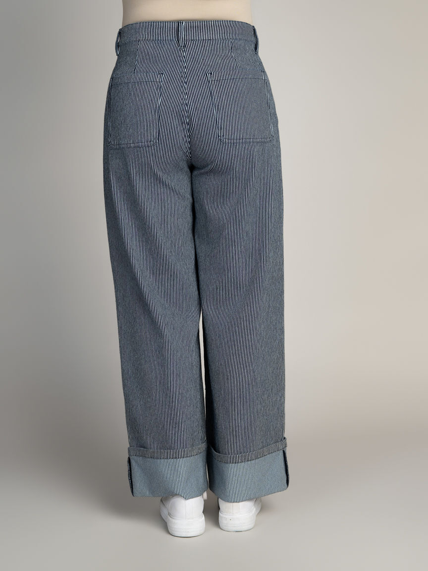Wide Leg Cuff Ankle Pant