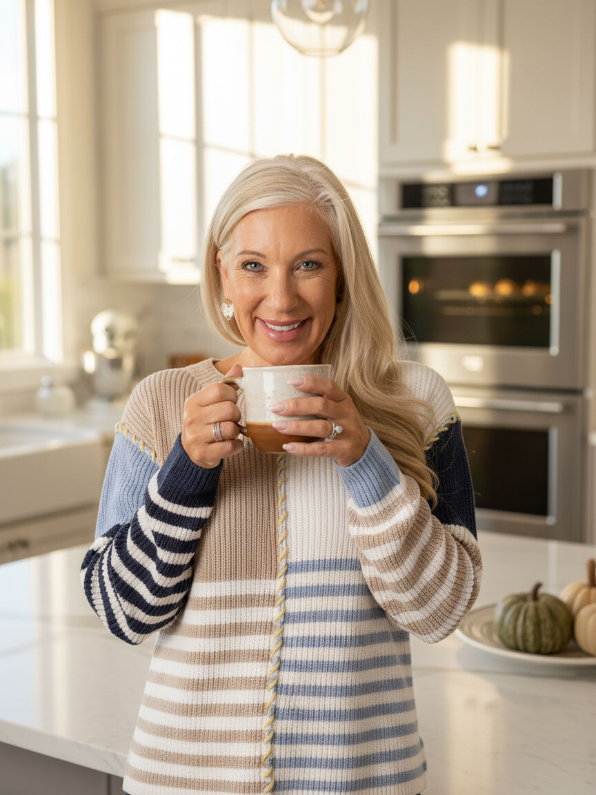 Multi Stripe Boat Neck Sweater Image 1