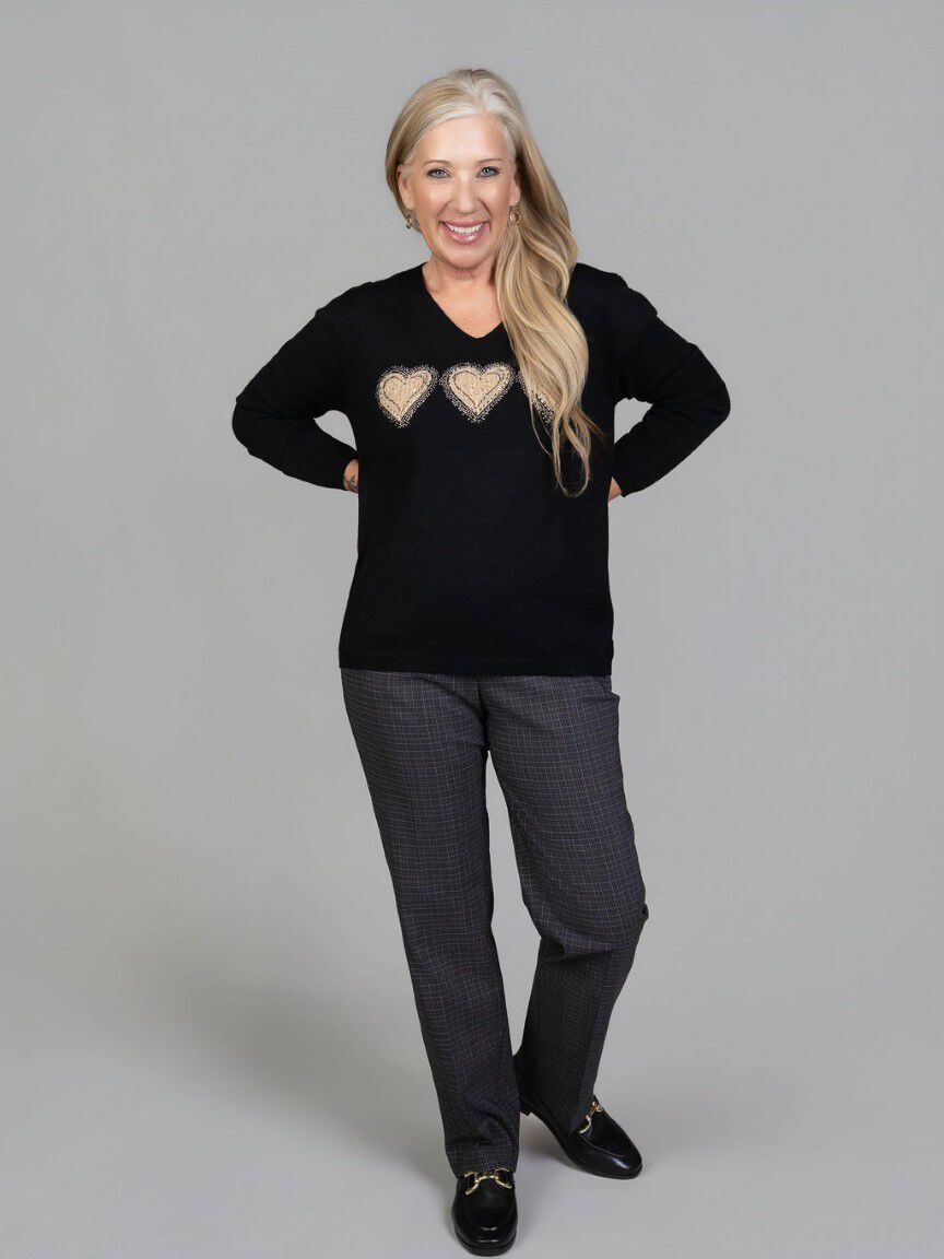 Heart Detail V-Neck Sweater