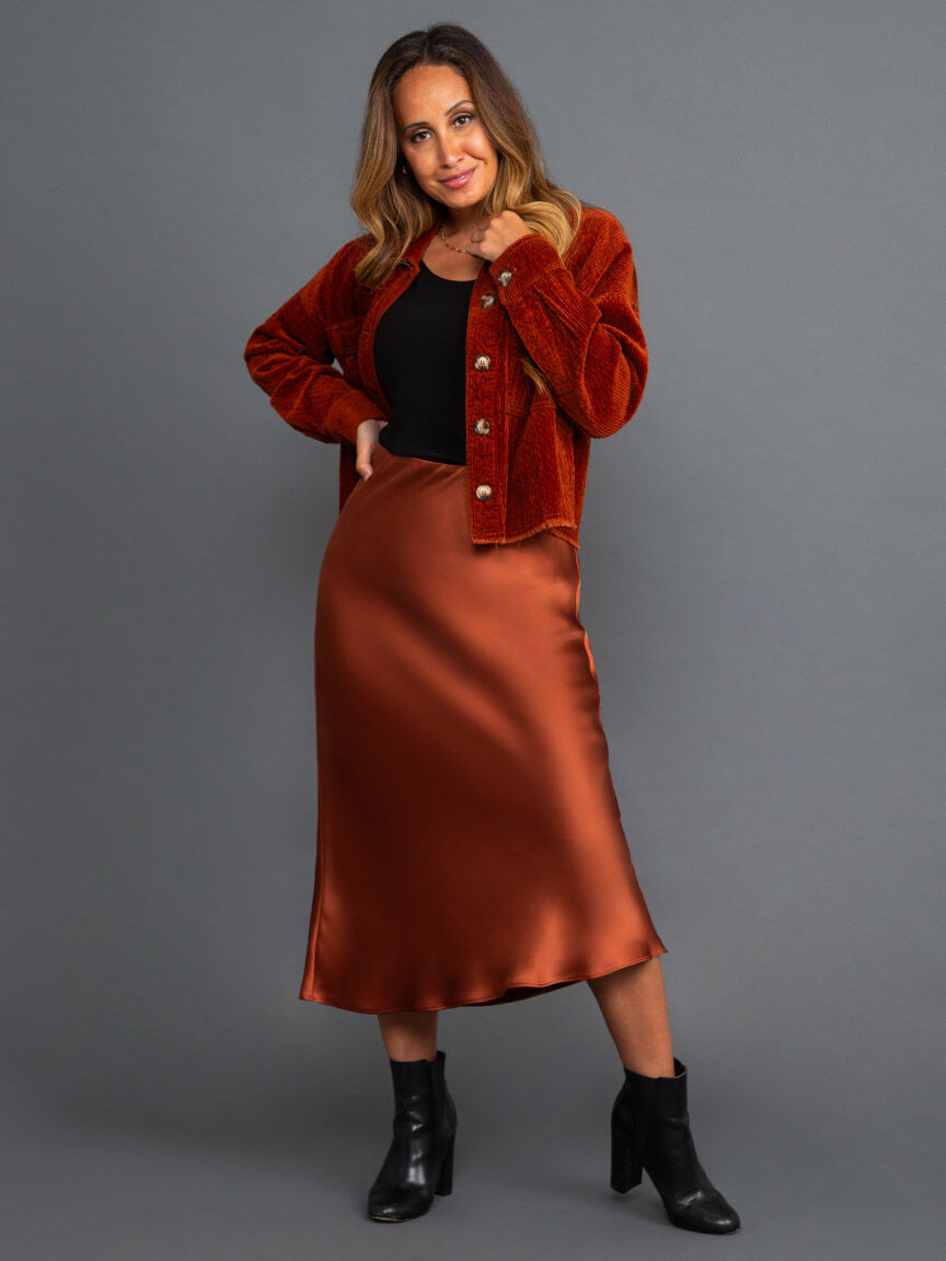 Textured Cord Denim Shacket w/ Patch Pockets Image 1