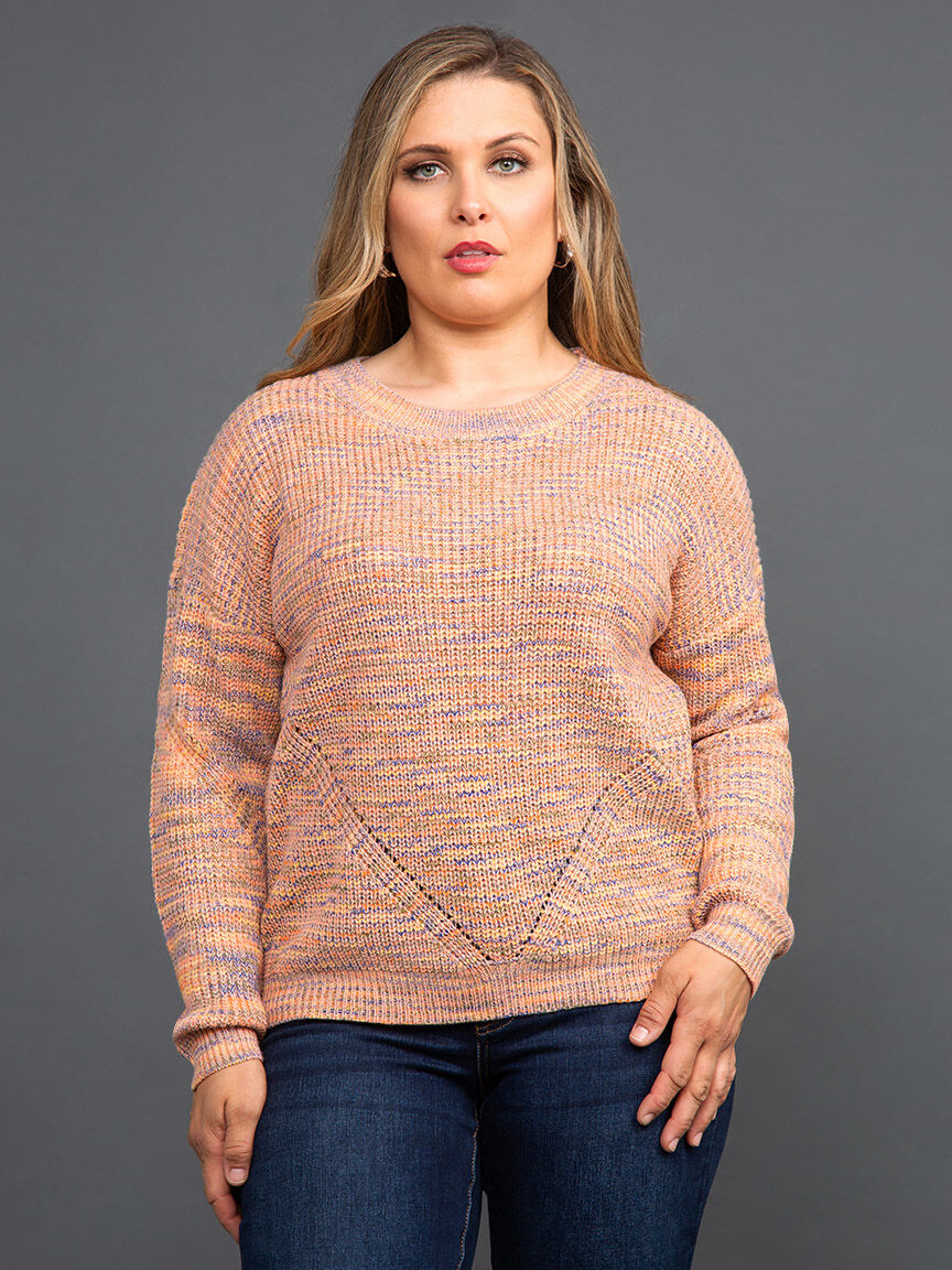 Long Sleeve Space Dyed Knit Sweater