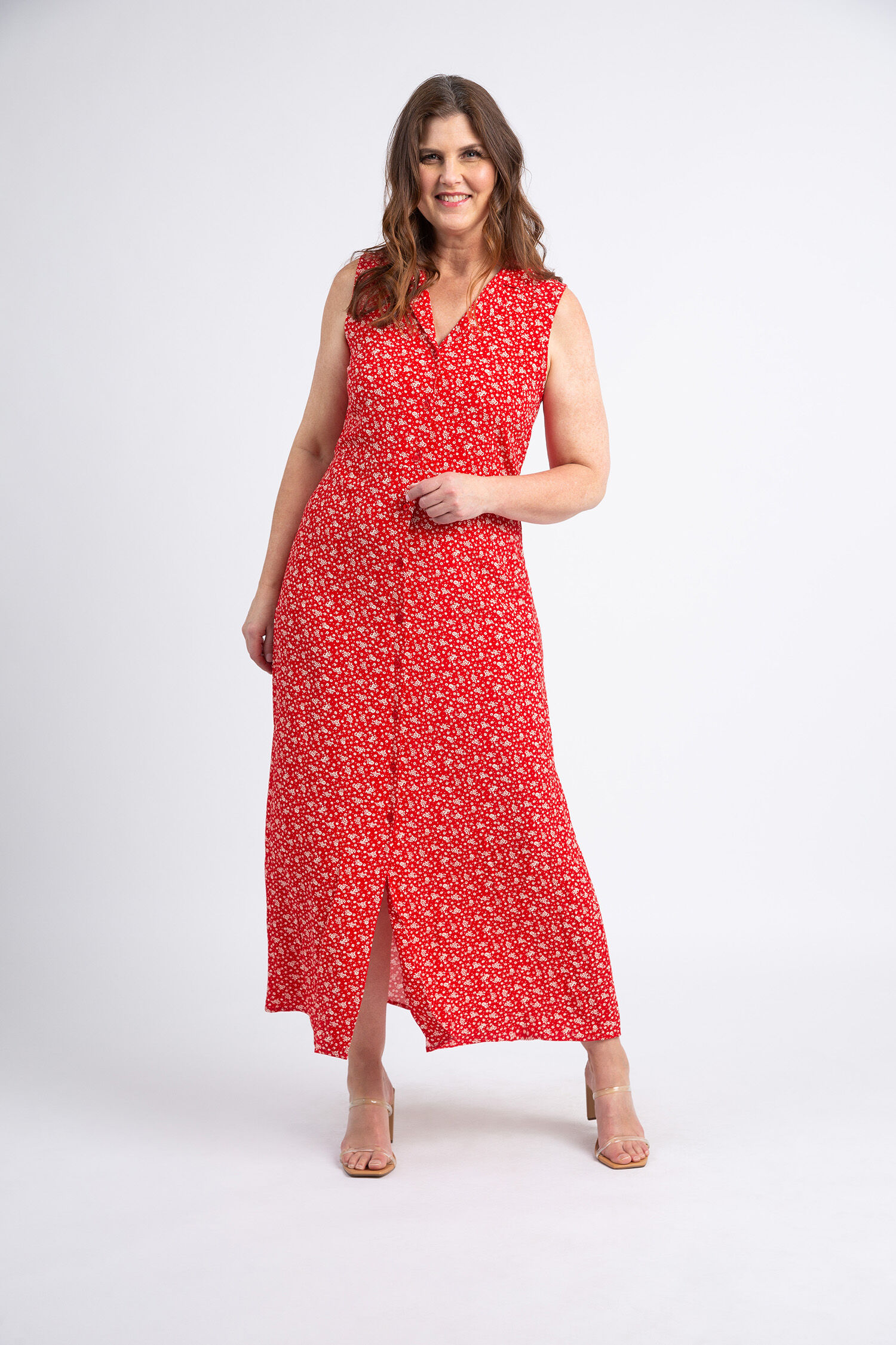 Sleeveless Maxi Dress w/ Floral Print Image 2