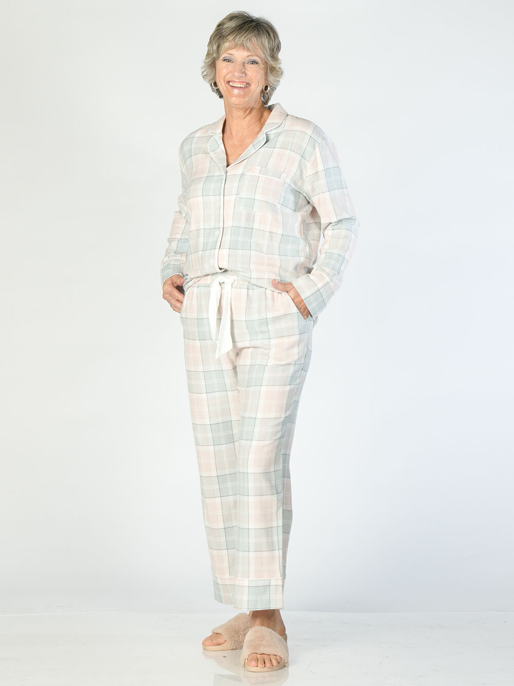 Flannel Plaid Pajama Set Image 1