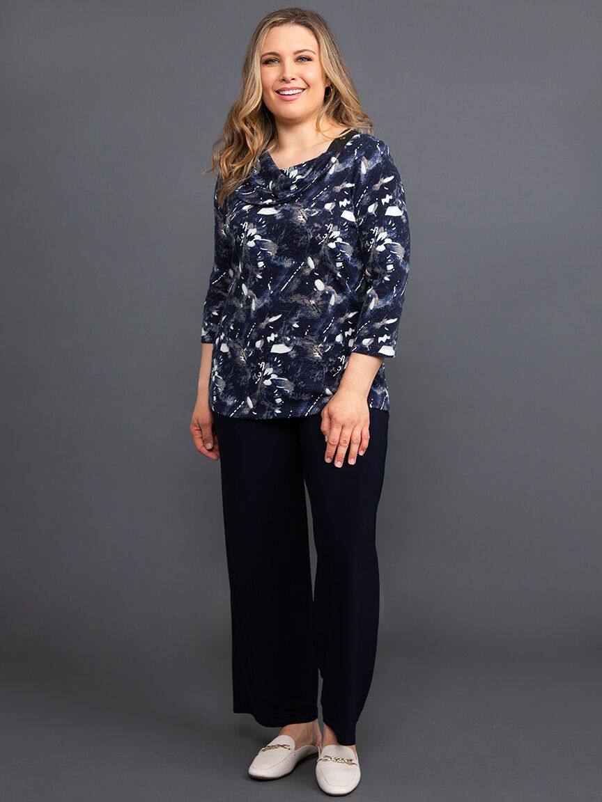 Draped Neck Floral Hatchi Top Image 1