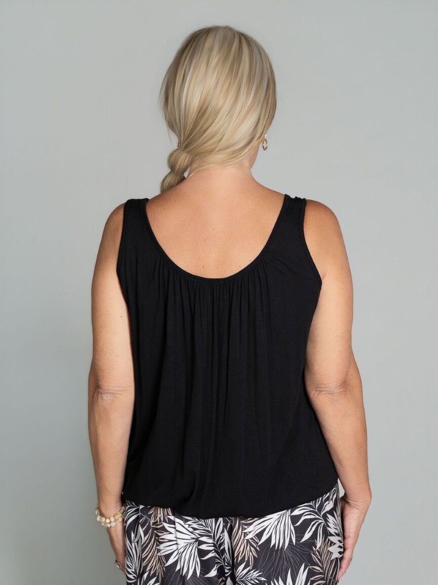 Elastic Hem Sleeveless Top