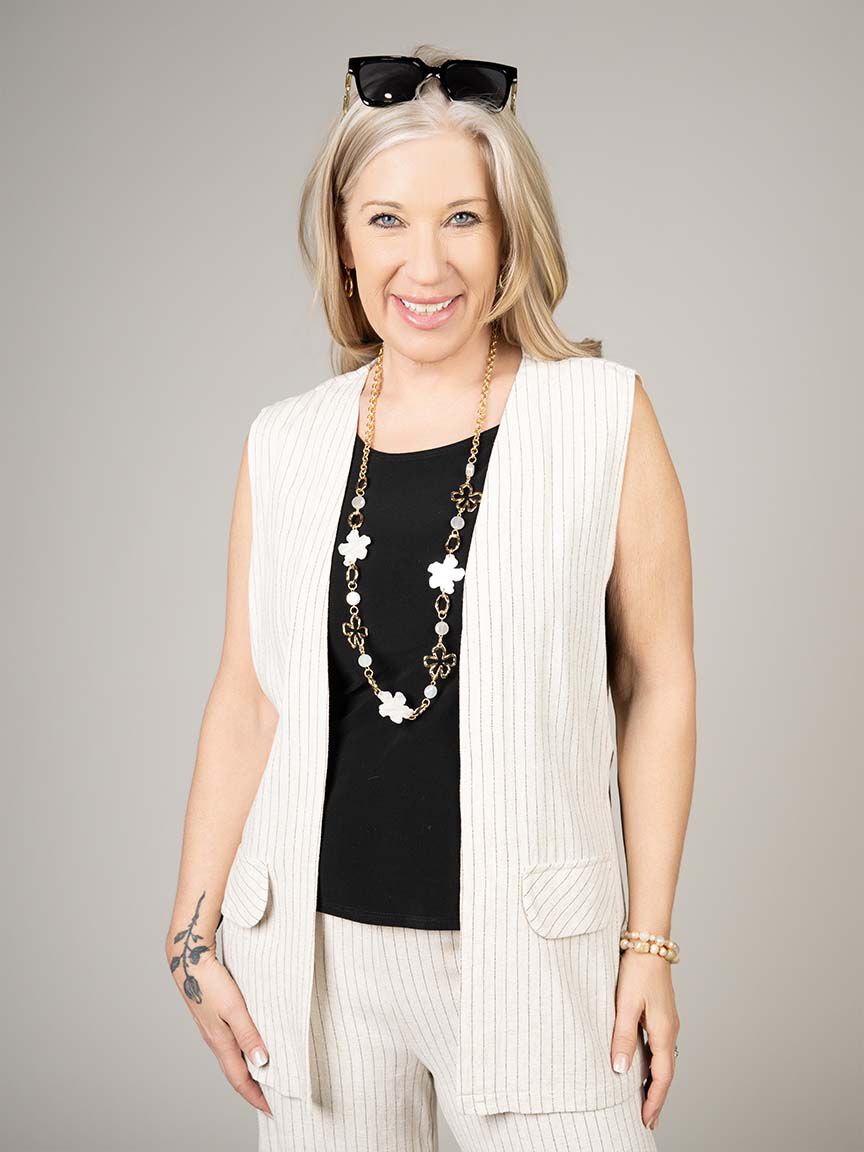 Linen Open Front Vest