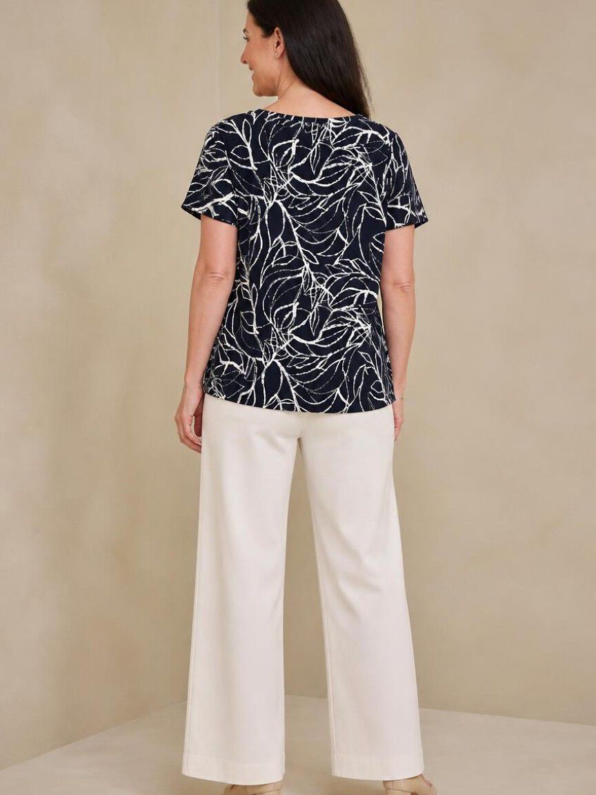 Textured Leaf Print Top
