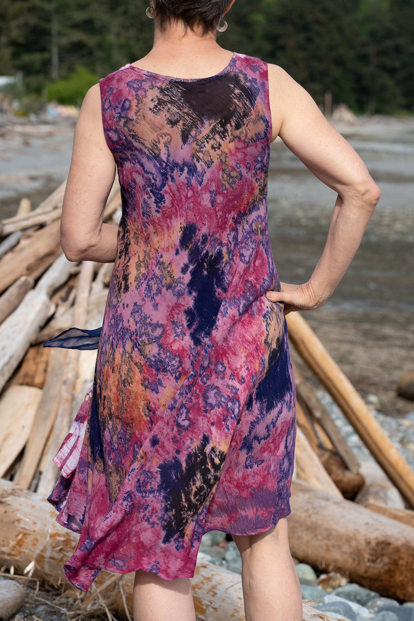 Sleeveless Embroidered Tie Dye Swing Dress Image 2