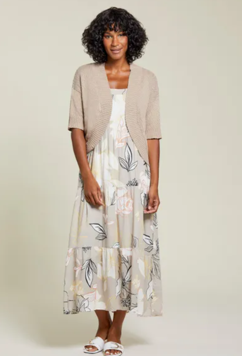 Elbow Sleeve Open Front Cardigan Image 1