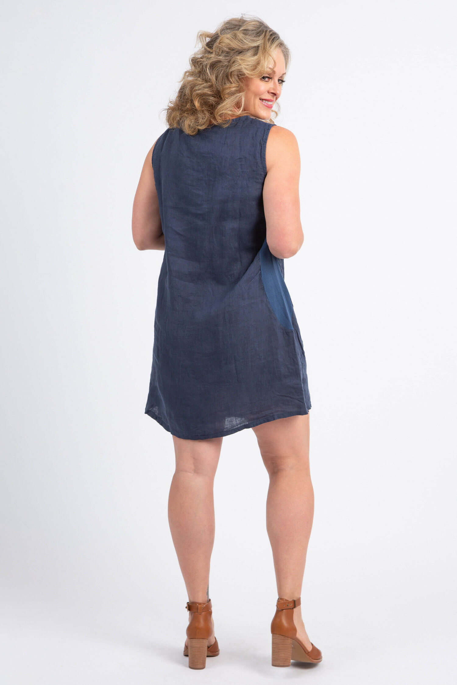Linen Shift Dress Image 3