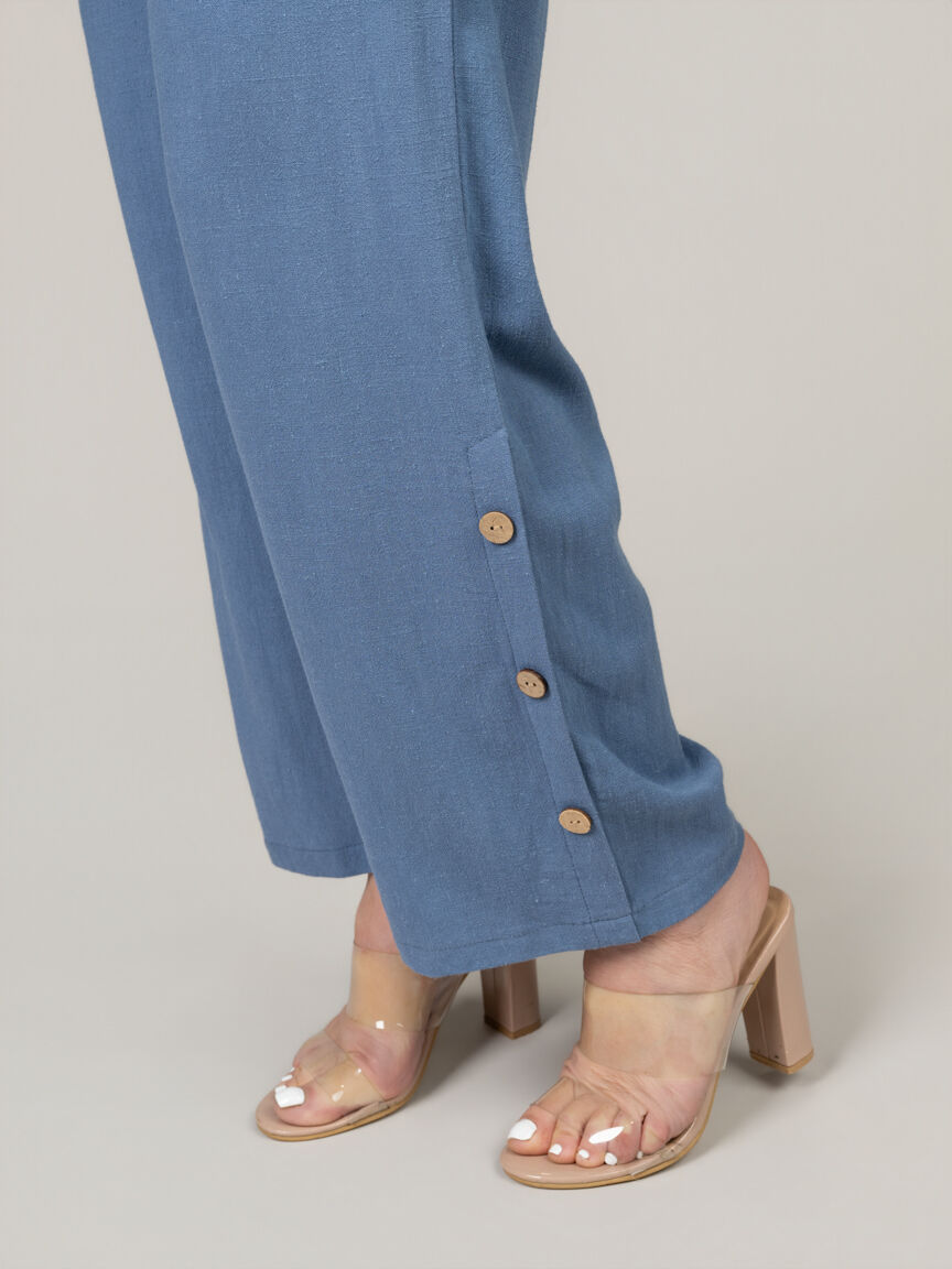 Flowy Pull-On Linen Blend Pants Image 3
