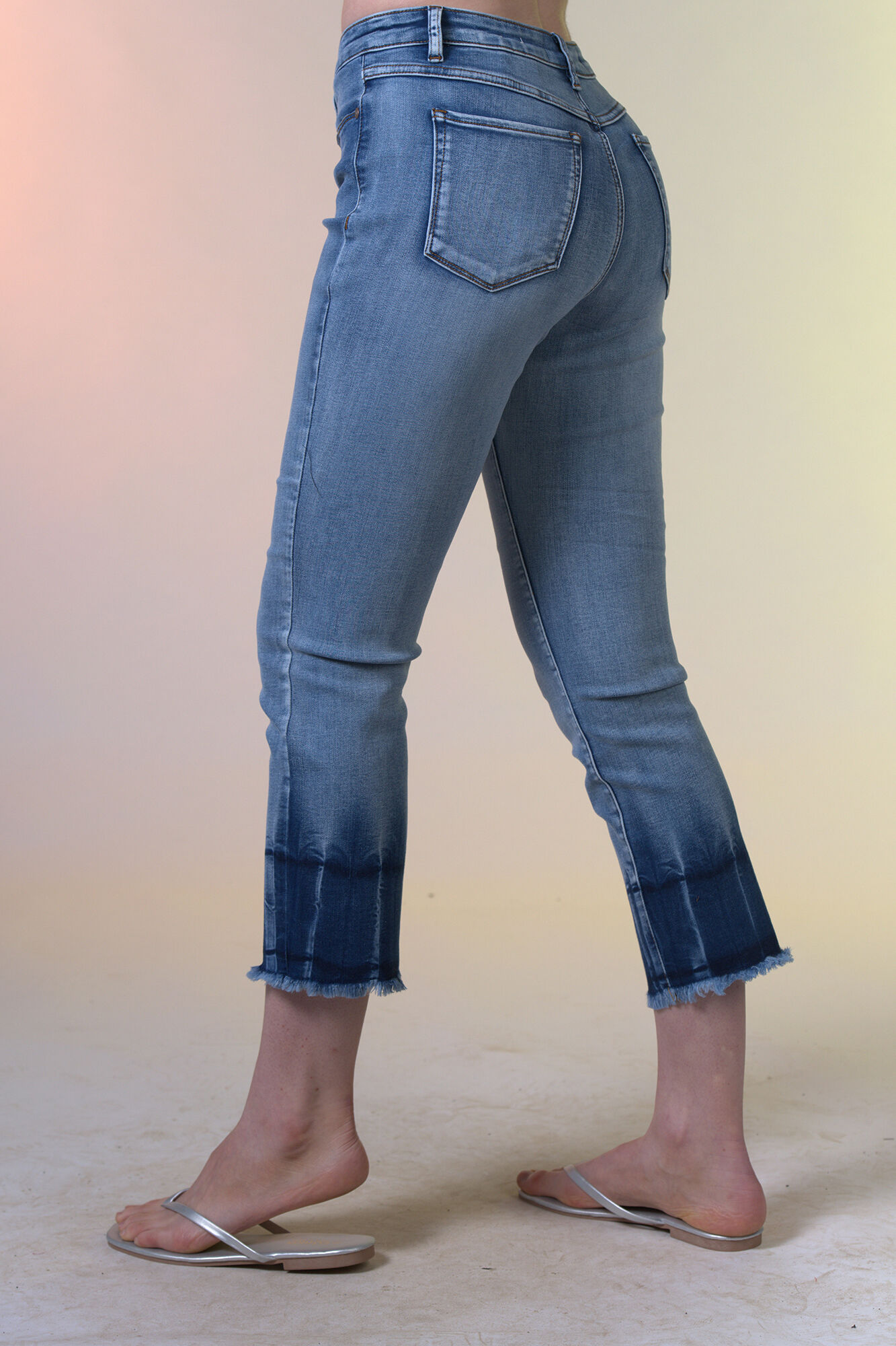 Tie Dye Crop Audrey Jean with Frayed Hem Image 3