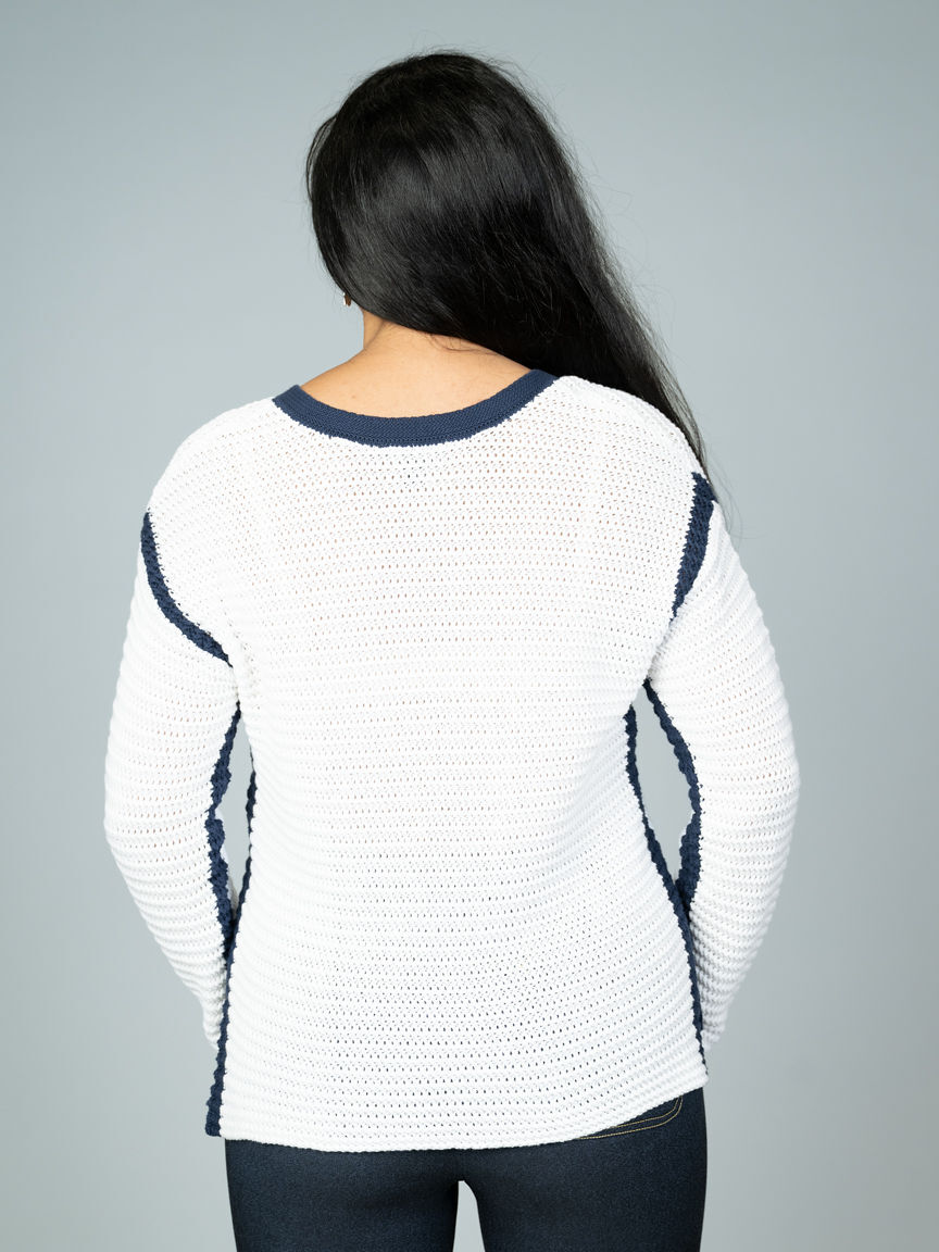 Crochet Sweater With Notched Collar
