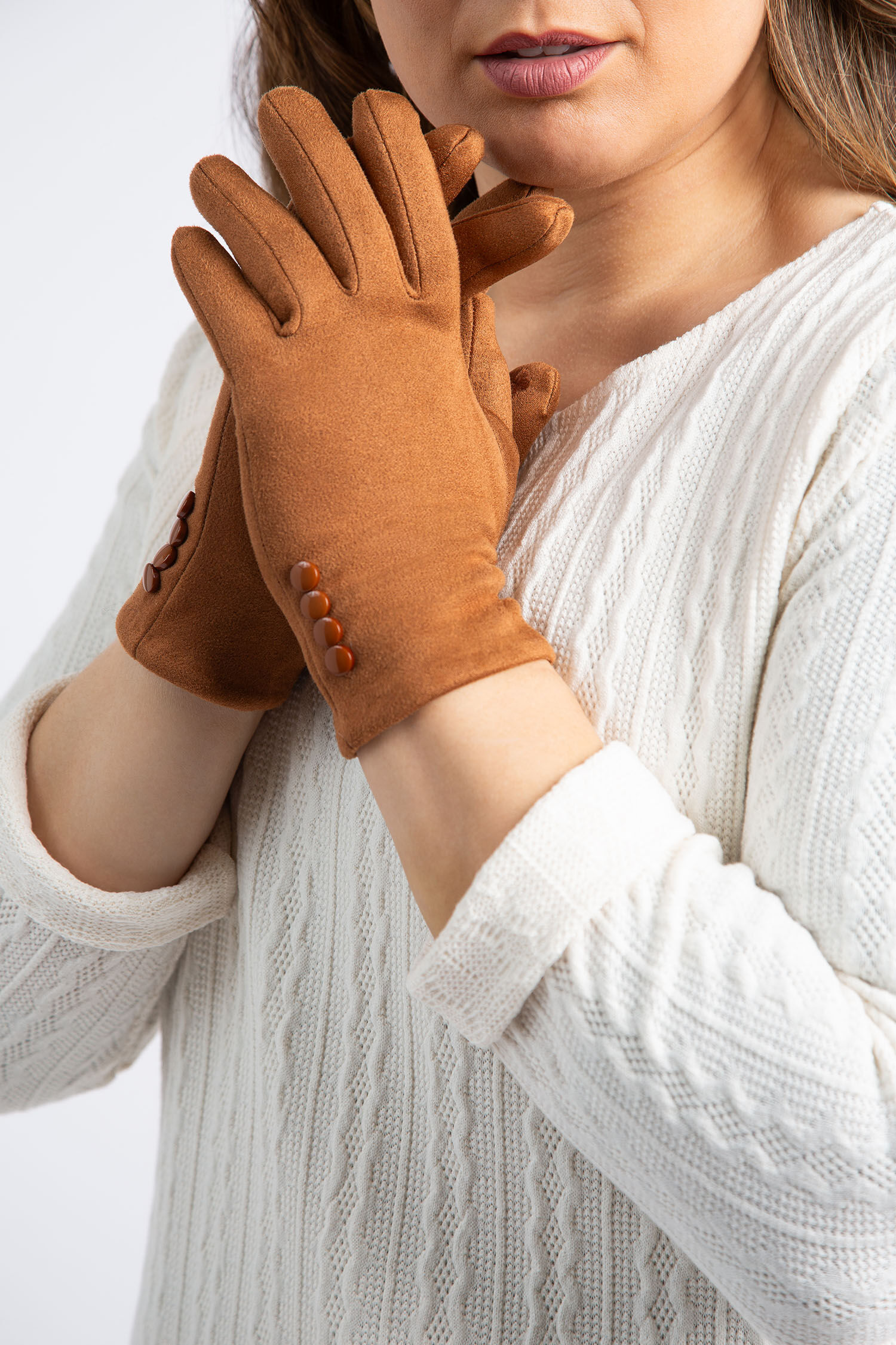 Faux-Suede Touchscreen Gloves Image 2