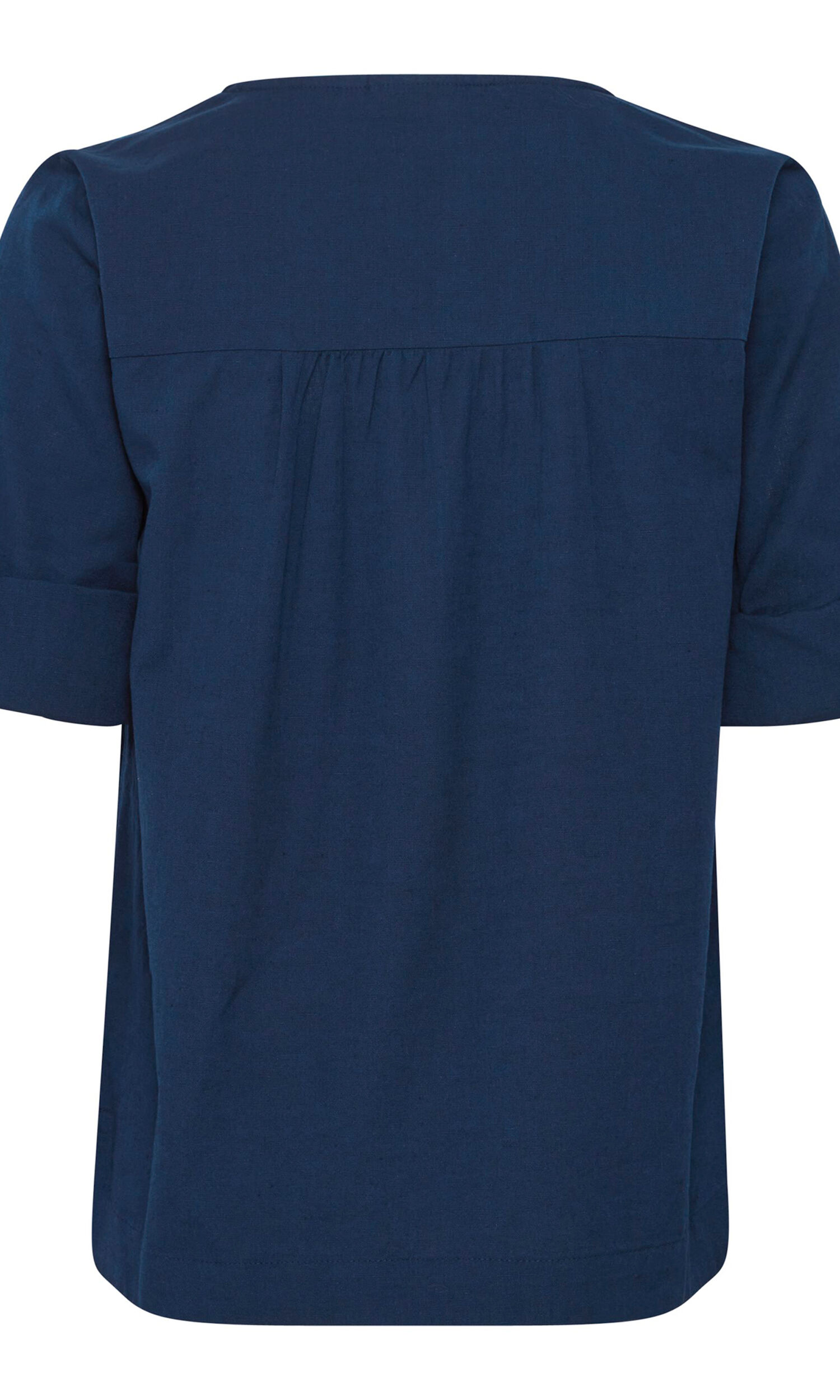 Notched V-Neck Linen Blend Top Image 2