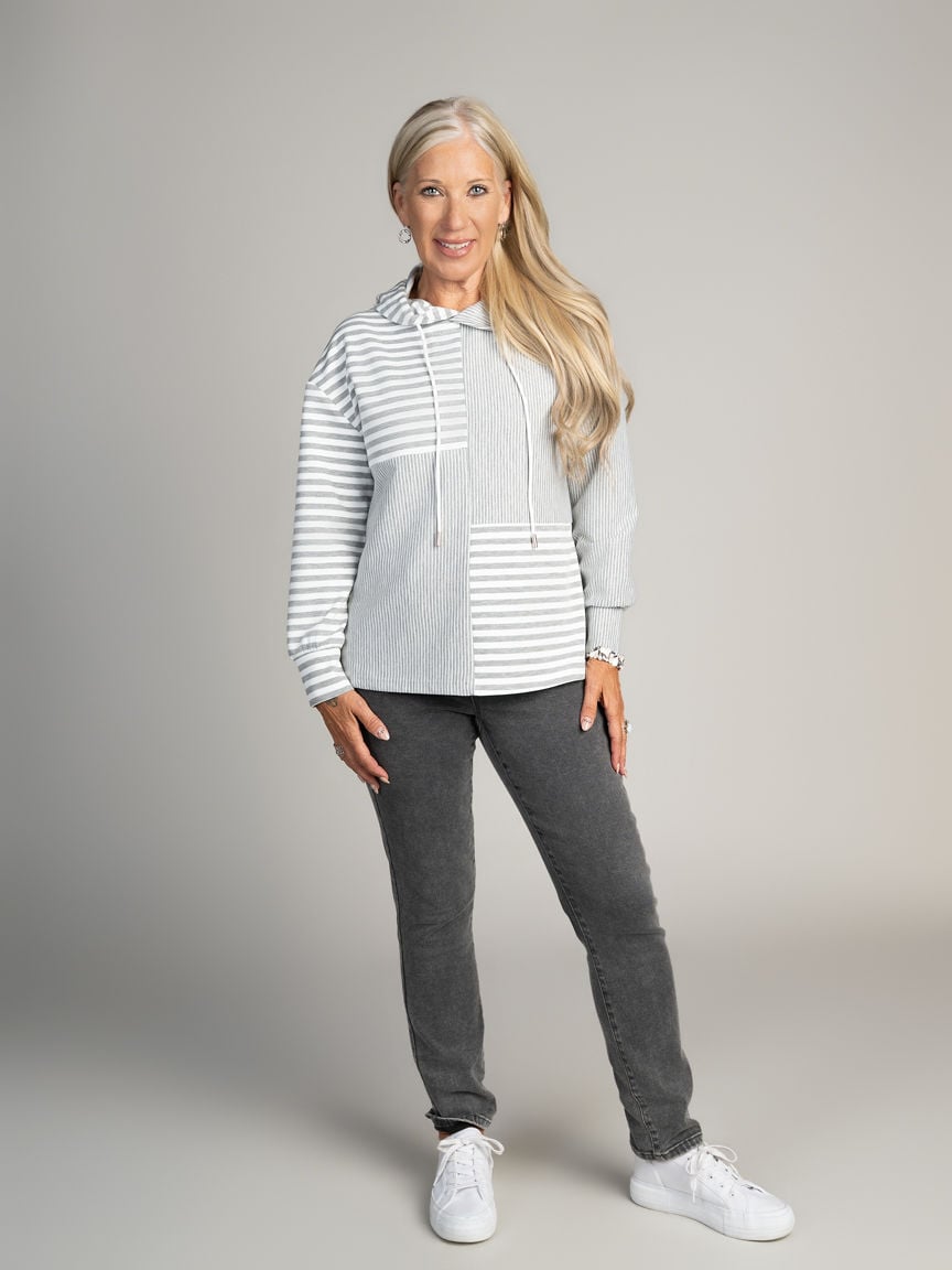Striped Hooded Top