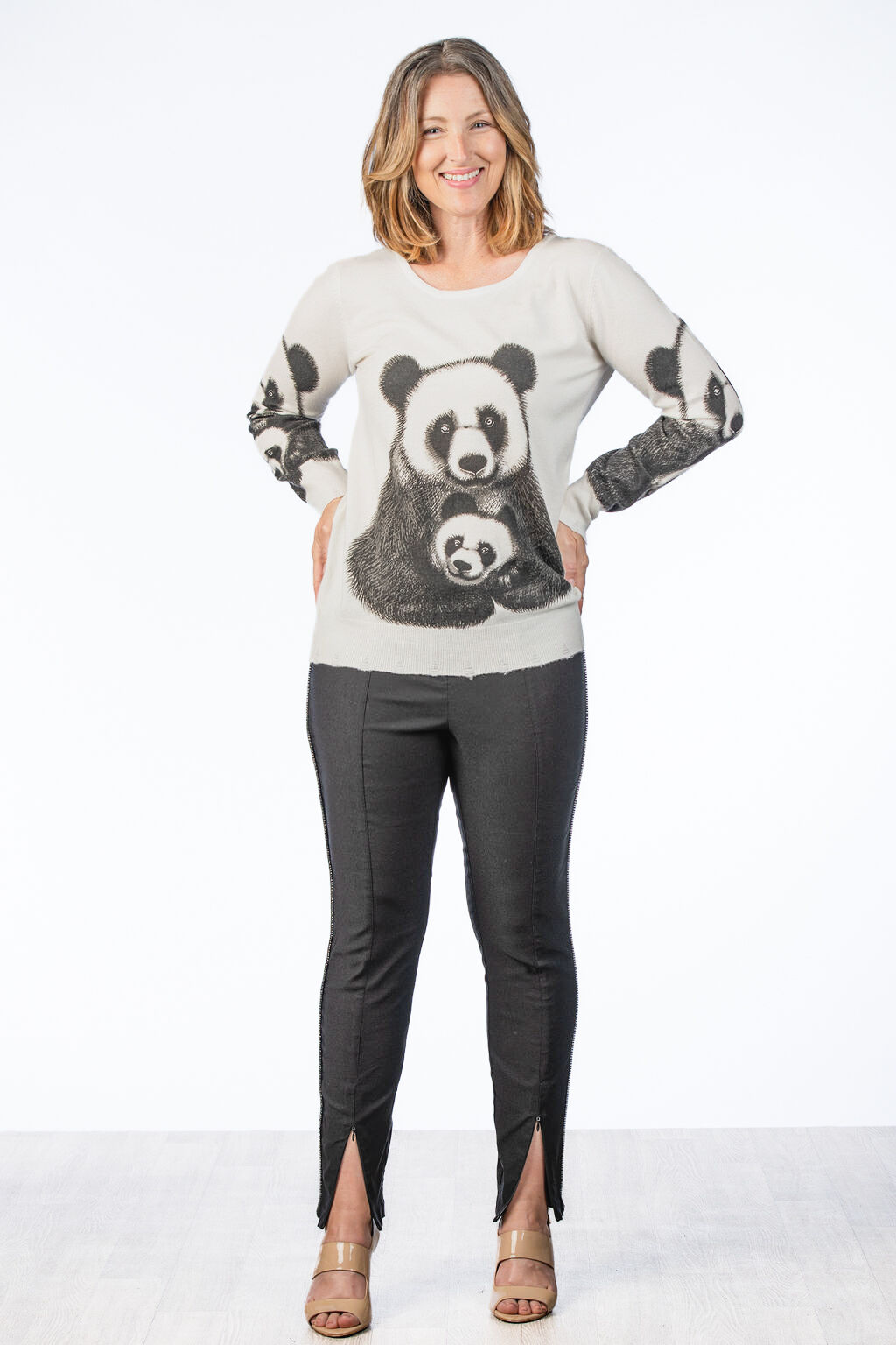 Baby Panda White Cozy Soft Sweater Image 3