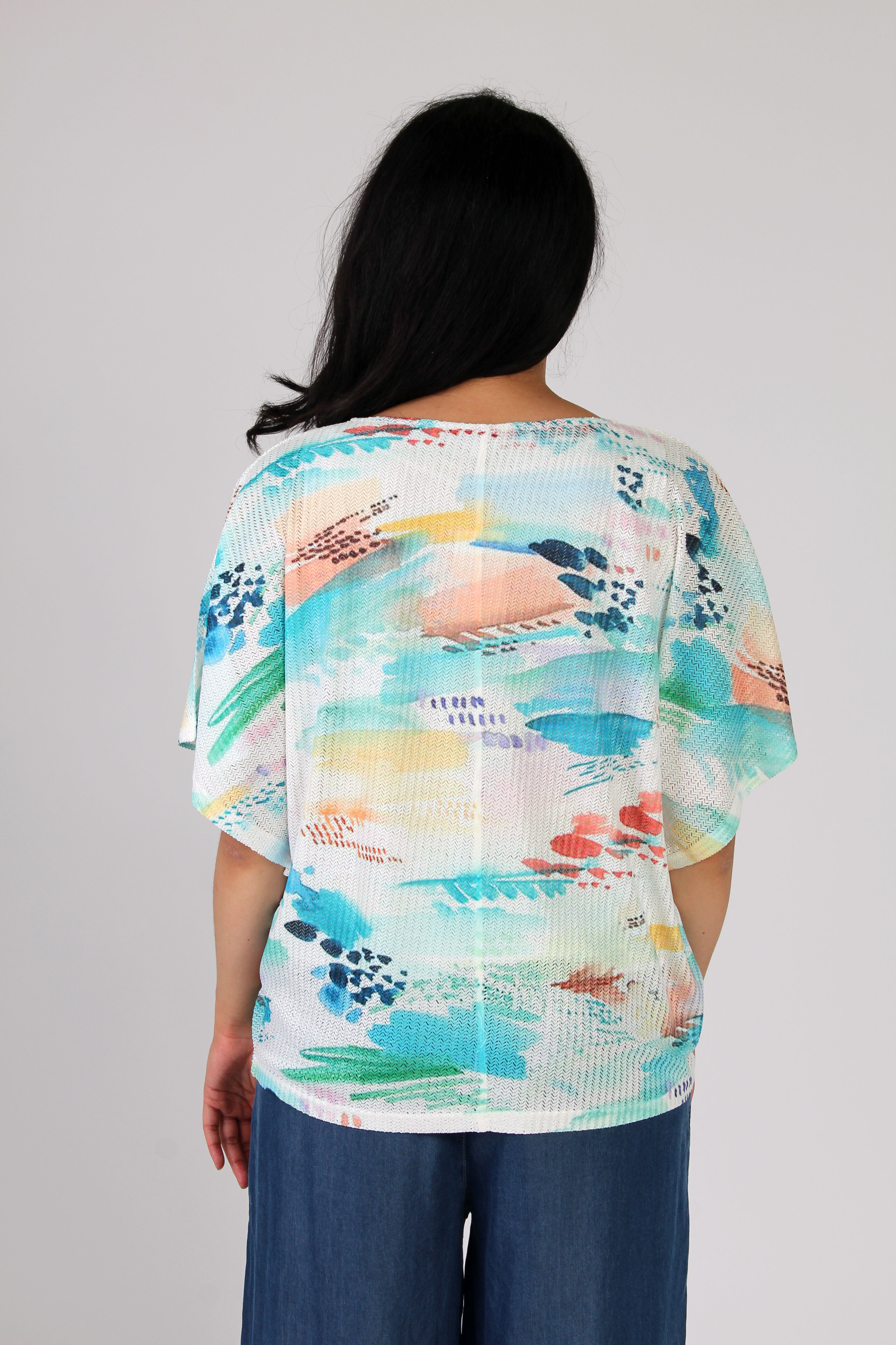 Mesh Overlay Batwing Top Image 3