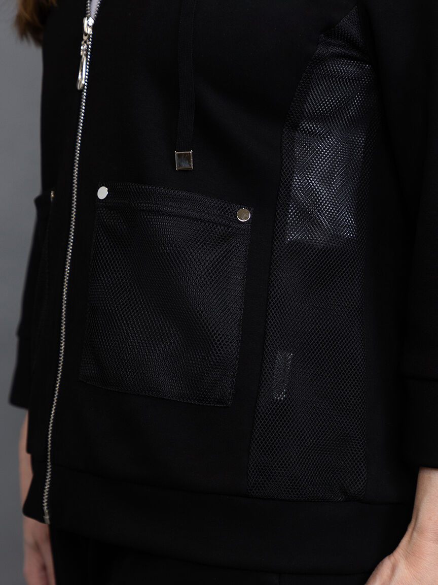 &frac34; Sleeve Zip Up Scuba Jacket  Image 5